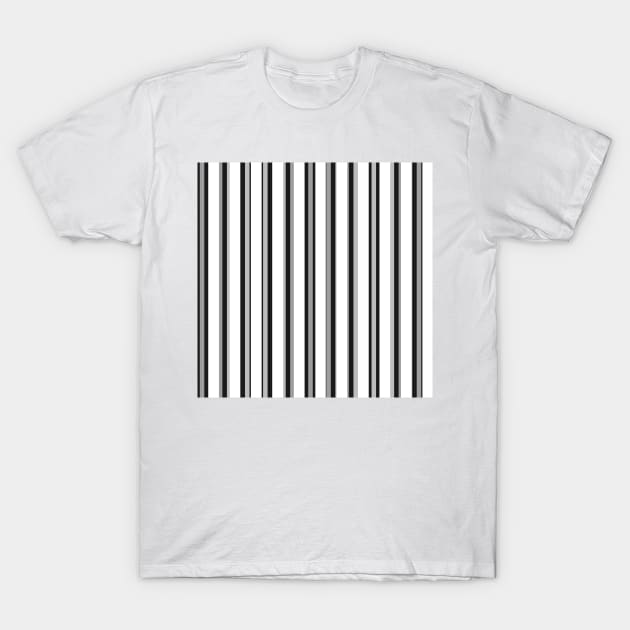 BLACK AND WHITE AND GREY STRIPE WITH THIN AND MEDIUM STRIPES T-Shirt by colorsandpatterns